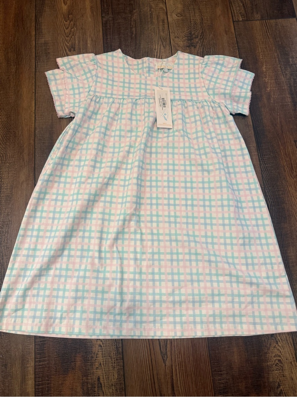 The Oaks Apparel Girls Pastel Check dress  - Pink & Light Blue